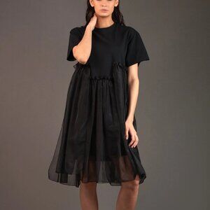 Kate Hewko black Babydoll Tulle Tee Dress, OS